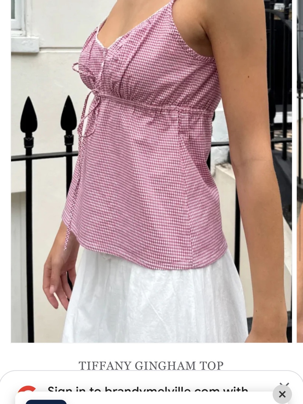 Brandy Melville Gingham V-Neck Cami Top - Picture 5 of 5